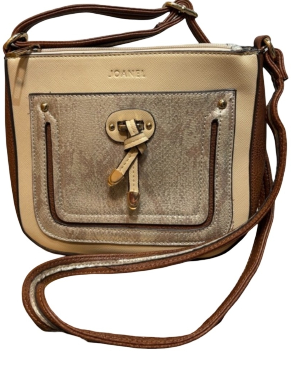 Joanel Beige and Tan Taupe Bag Shoulder Crossbody Swing Purse